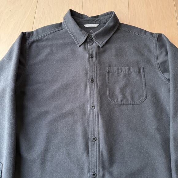 Smartwool Merino Wool Flannel Large Black Button Up Shirt Minimalist Outerwear - Picture 3 of 9